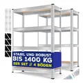 MASKO 2er-Set Lagerregal Schwerlastregal, Kellerregal, verstellbare Ablagen, MDF-Platten Regal aus Metall, Steckregal, Werkstattregal, Keller, Garage