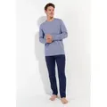 Hom Pyjama Modal Comfort (2 tlg) langärmelig, weich, bequem, Brusttasche, Seitentaschen blau S