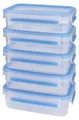 EMSA CLIP & CLOSE FRISCHHALTEDOSEN 5-teiliges SET 0,8L N10307, Set, Rechteckig, 0,8 l, Blau, Transparent, Polypropylen (PP), Thermoplastisches Elastomer (TPE), Deutschland