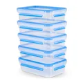 EMSA Clip & Close 5-teiligx 0,8 Liter, Transparent / Blau