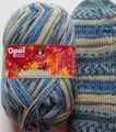 99,00 €/kg - Sockenwolle 100g, blau Töne + natur, 4-fach, Opal (Laub11251)