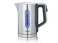 SEVERIN Digitaler Wasserkocher WK 3418, 1,7 l, 3.000 W, einstellbare Temperatur 40–100 °C, Warmhalten, 360° Central Cordless, BPA‑frei, Edelstahl gebürstet/Schwarz