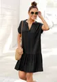 s.Oliver Blusenkleid mit Volant am Rock, Tunikakleid, Sommerkleid, Basic, schwarz