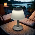Tolle Solar LED Tischleuchte Aluminium Natur – 3 Helligkeitsstufen, Zugschalter