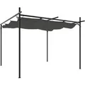 DELUKE Terrassenüberdachung Mit Schiebedach OLIMP Anthrazit 295x292x230cm Pergola Garten Pavillon Rankhilfe Sonnenschutz Gartenpergola