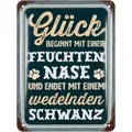 Retro Blechschild Hund feuchte Nase, Hundeschilder, Deko Garten Hund 15x20cm