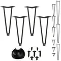 Relaxdays 4er Set Hairpin Legs mit 2 Streben Schwarz