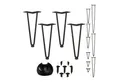 relaxdays Tischbein 4er Set Hairpin Legs mit 2 Streben, 30 cm - 2 Stangen