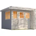 Weka Gartenhaus Amberley Doppeltür 2 Fenster Grau-Weiß 300 cm x 300 cm