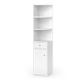 Vicco Eckregal Larry, Weiß, 30 x 135.5 cm mit Tür und Schublade, zur Aufbewahrung von Büchern und Dekoration in Ecken