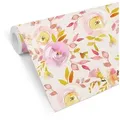 K&L Wall Art Mustertapete Vliestapete Sommerblume Aquarell moderne Rosentapete Vintage Blumen, Sommerblüten Tapete beige 0.48 m x 10.08 m