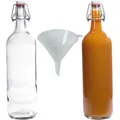 2 x Glasflasche 1000 ml mit Bügelverschluss aus Porzellan zum Befüllen, als ...