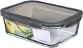 LOCK & LOCK Boroseal Glas Frischhaltedose 2L | rechteckig | luftdicht | mikrowellengeeignet | grau