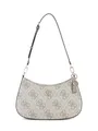 GUESS Schultertasche Noelle II Top Zipper Shoulder Bag Dark Taupe Logo creme