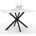Table À Manger Rectangle Alix 4-6 Personnes Pied Araignée Métal Noir Et Plateau Effet Marbre Blanc Alaska 110 Cm