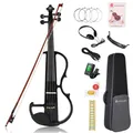 4/4 Elektrische Violine Geige aus Massivem Holz Electric Stille Violine in Vo...
