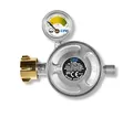 CFH Gasdruckregler 50 mbar mit Manometer DRF 404 - Druckminderer für Gasflasche mit Füllstandsanzeige, Eingang G.12, Ausgang H.4 1/4", gemäß EN 16129, Durchfluss 1,5 kg/h, ideal für Gasgrills