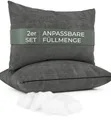 Sofakissen mit Füllung und Bezug 2er Set [extra bauschig] Cord Couchkissen groß 40x60 cm mit regulierbarer Dicke, Zierkissen Kord Bezug, Dekokissen für Sofa und Couch, dunkelgrau, Kordsamt Kissenbezug