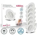 B.k.licht - Einbaustrahler 68mm 6er Set - 230v, 4,9w, 480lm, Led, Ip65, Warmweiß, Weiß