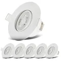 B.K.Licht - 6er Set LED Einbaustrahler 230V, Schwenkbar, warmweißes Licht, LED Strahler für das Badezimmer, IP65, Deckenstrahler, Einbauleuchten, Spots, Badezimmerlampe, 9 x 4,2 cm (DxH), Weiß