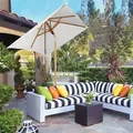 200 X 150cm Holz Sonnenschirm Für Garten, Rechteckiger Balkonschirm, Sonnenschutz Bis Uv 50+, Creme