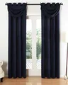 Vorhang Set Blickdicht Schal Ösen Microsatin Segeltuch HxB 175x140 cm Dunkelblau
