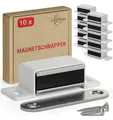LouMaxx Magnetschnäpper stark – 10er Set weiß – Türmagnet für Schrank- und Möbeltüren mit 4 kg Haltekraft – Magnetverschluss inkl. Montagematerial