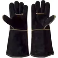 Sannover Grillhandschuhe Schwarzem Leder Hitzebeständig Kamin-Handschuhe