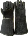 Grillhandschuhe  schwarzem Leder hitzebeständig Kamin-Handschuhe Sannover