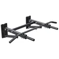 GORILLA SPORTS® Klimmzugstange - 4in1, mit Boxsack-Halterung, Wandmontage, Klappbar, Gepolsterte Griffe, bis 300 kg Belastbar, Schwarz - Pull Up Bar, Reckstange für Zuhause, Fitness