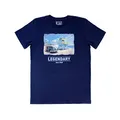 BRISA VW Collection - Volkswagen T-Shirt Unisex-Kurzarm mit T1 Bulli Bus Motiv in Baumwolle (Beachlife/Blau/Größe XL)