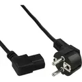 INLINE Netzkabel, Schutzkontakt gewinkelt auf Kaltgerätestecker C13 links abgewinkelt, 0,5m, schwarz