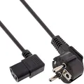 InLine 16752M Netzkabel, Schutzkontakt gewinkelt auf Kaltgerätestecker C13 links abgewinkelt, 0,5m, schwarz