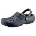 Crocs Classic Lined Clog Hausschuh Gartenclog, Schlappen, Clog, mit kuscheligem Fellimitat blau|grau 36 EU