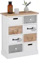 Kommode SALVA im Vintage Look mit 8 unterschiedlichen Schubladen, Shabby chic Schubladenschrank, weiß lasiertes Standregal