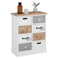 CARO-Möbel Kommode, Weiß, Holz, Recyclingholz, Vintage, 53x64x27 cm, Wohnzimmer, Kommoden & Sideboards, Kommoden