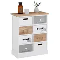 CARO-Möbel Kommode Salva im Vintage Look mit 8 unterschiedlichen Schubladen, Shabby chic Schubladenschrank, weiß lasiertes Standregal