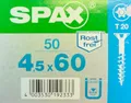 SPAX Edelstahlschraube Rostfrei 4,5 x 60 mm 50 Stück Teilgewinde Senkkopf T20