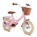 PUKY YOUKE Classic 12 | Kinderfahrrad ab 3 Jahre | Kinderfahrrad 12 Zoll | Ab 3 Jahren | Retro Fahrrad für Kinder mit Korb & Rücktrittbremse | Höhenverstellbar | Made in Germany | Retro Rose