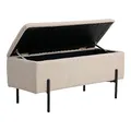 House Nordic Bank Watford mit Stauraum Beige Bouclé Wohnzimmerbank aufklappbar