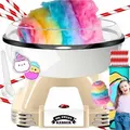 Kesser® Zuckerwattemaschine Set Für Dein Zuhause - Mit 30x Zuckerwatte Stäbchen & Messlöffel - Retro Cotton Candy Maschine - Zuckerwatte Maschine   Creme / Weiß