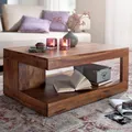 WOHNLING Couchtisch Sheesham Massivholz 90x60x40 cm Wohnzimmertisch braun Wohnzimmermöbel modern Massivholzmöbel Echtholz