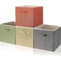 4er Set Aufbewahrungsbox aus Stoff 33x38x33 cm - Faltbare Kiste mit Griffen, Ordnungssystem für Schrank, Regal, Spind - 4-Farben-Set