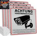 Videoüberwachung Schild 15x15cm gebürstetes Aluminium selbstklebend für privat &