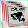Videoüberwachung Schild 4er Set 15x15cm selbstklebend mit Warnhinweis"