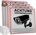 Videoüberwachungsschild selbstklebend 15x15cm gebürstetes Aluminium Warnschild