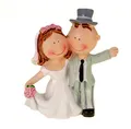 Hochzeitspaar Figur Tischdeko 9 cm  Tortendeko Brautpaar mit Blumenstrauß bun...