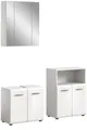 xonox.home Badezimmer-Set, (3tlg. Set bestehend aus WBU, Spiegelschrank, Standschrank breit), Weiß Hochglanz Melamin Modern 135x185x32 cm