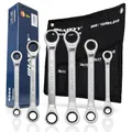 HASKYY Doppel-Ring-Ratschenschlüssel-6 tlg.-Satz 8x9 I 10x11 I 12x13 I 14x15 I 16X17 I 18x19 in Systemtasche 8-19mm Maul-Ringschlüssel-Set