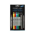 COPIC Ciao Marker 5+1 Set "Leuchtende Farben", 5 Allround-Layoutmarker, mit einer mittelbreiten und einer Brush-Spitze, inkl. 1 Multiliner 0,3 mm